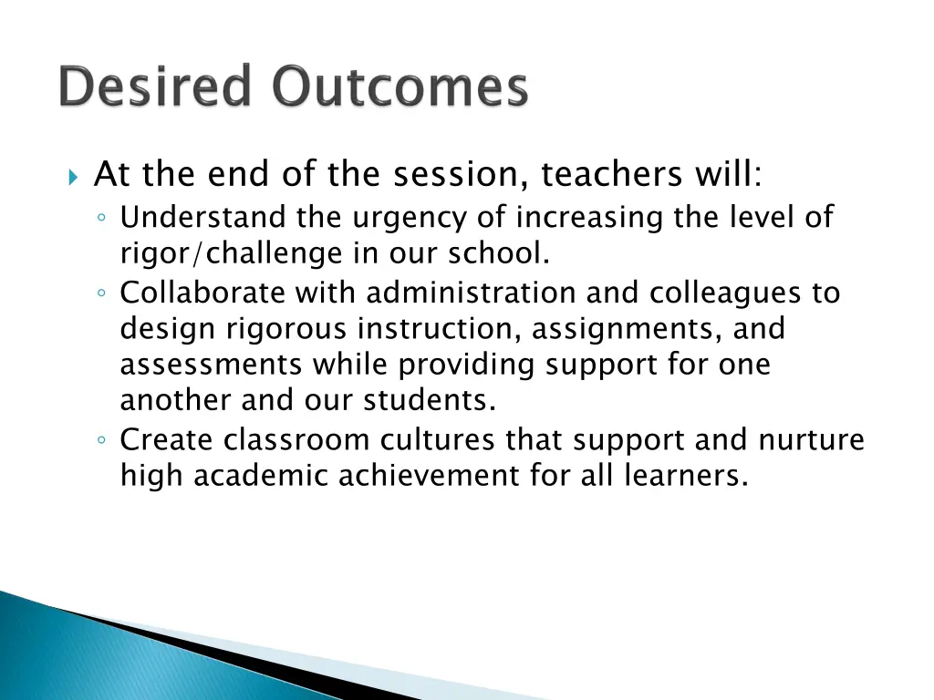 at the end of the session teachers will