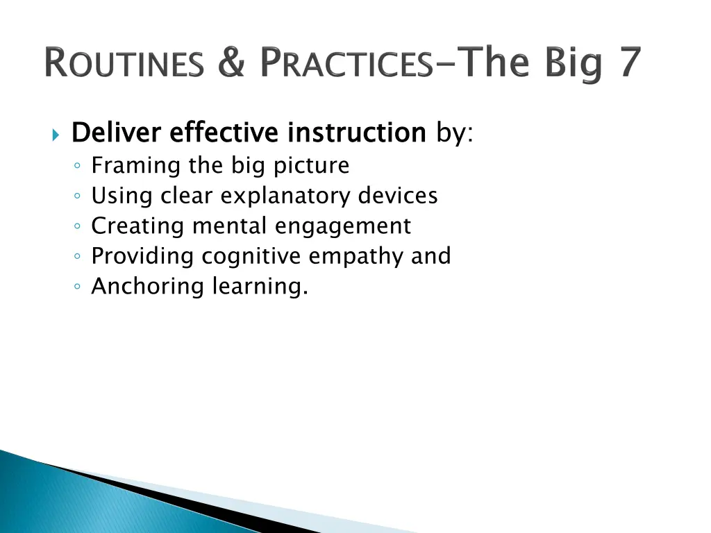 deliver framing the big picture using clear