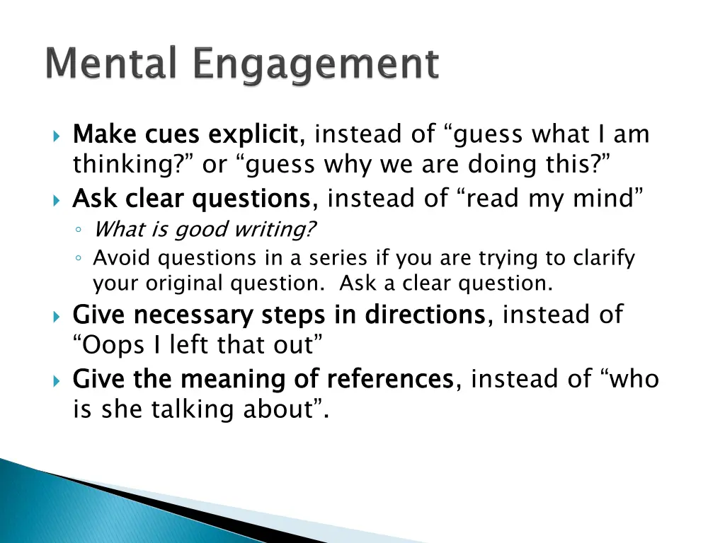 make cues explicit thinking or guess