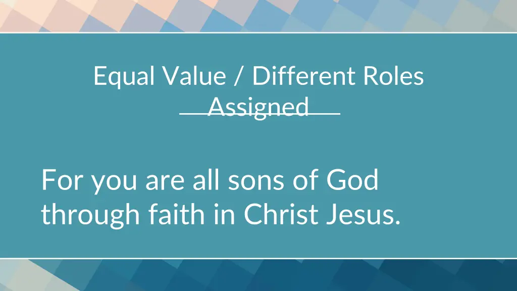 equal value different roles assigned