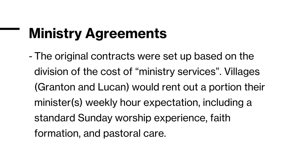 ministry agreements