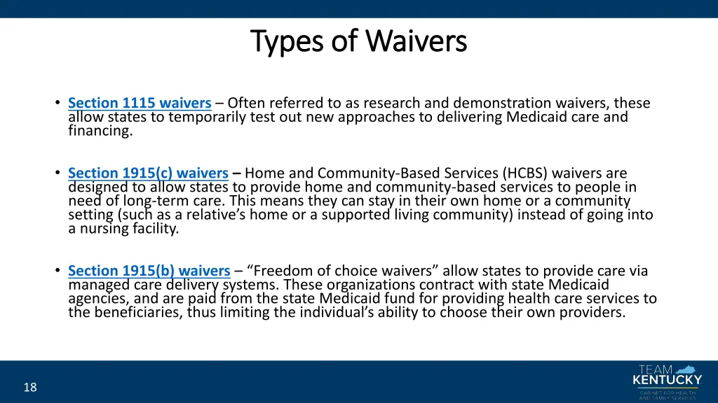 types of waivers types of waivers