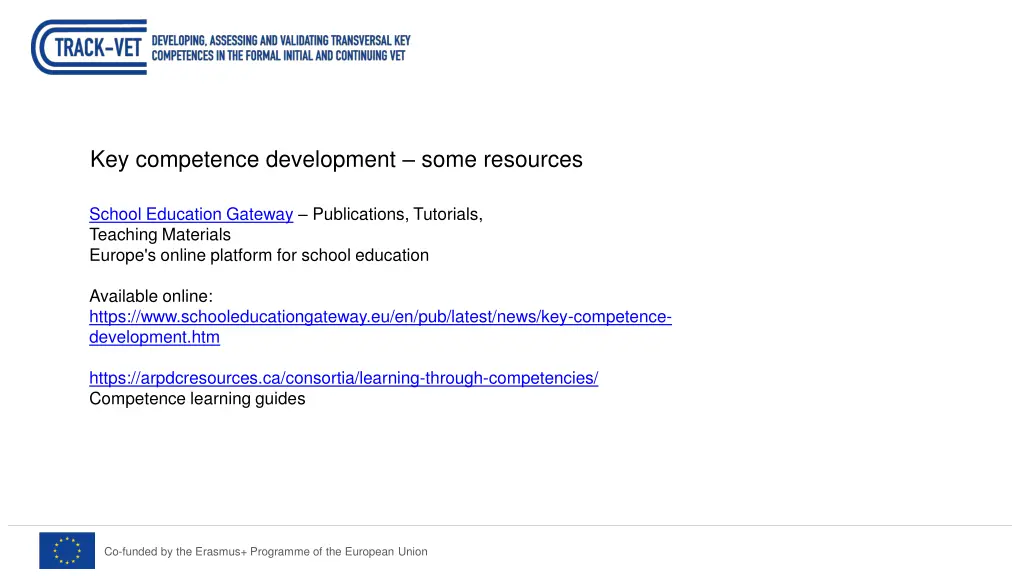 key competence development some resources