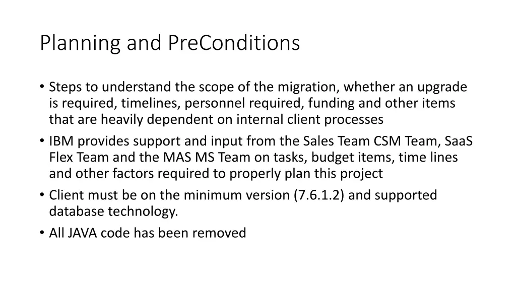 planning and preconditions