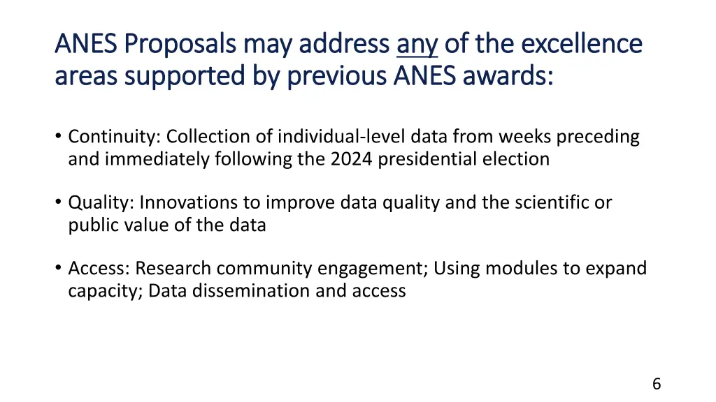 anes proposals may address anes proposals