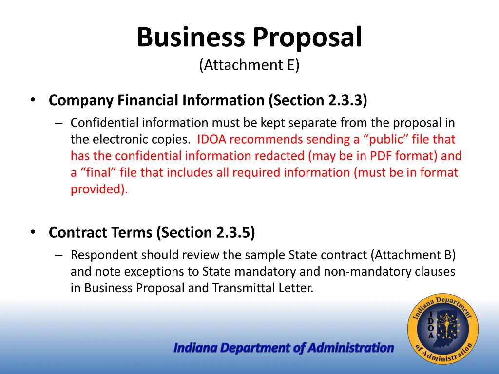 business proposal attachment e