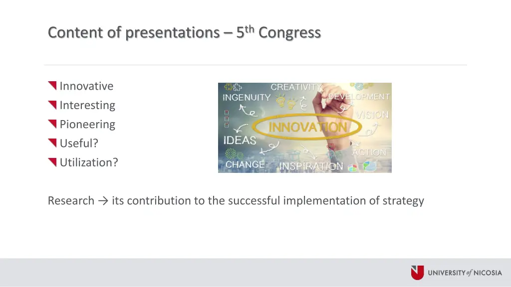content of presentations 5 th congress