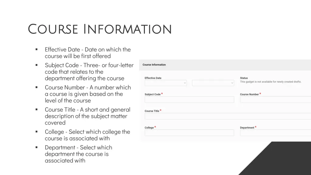 course information course information