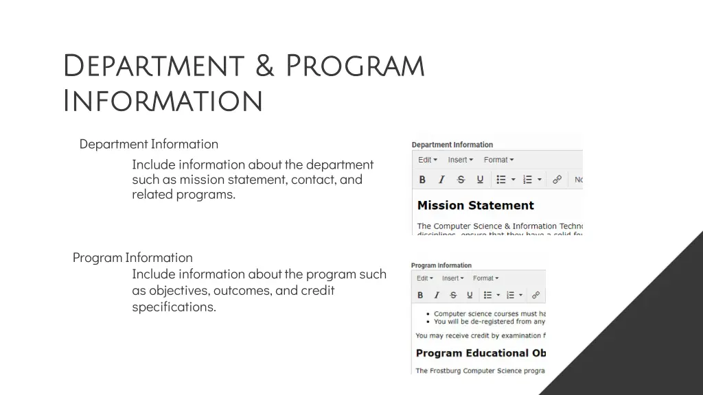 department program department program information