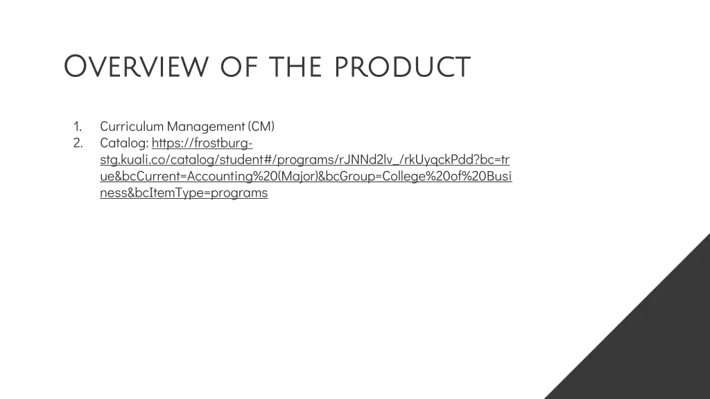 overview of the product overview of the product