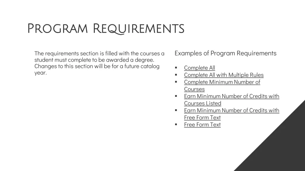 program requirements program requirements