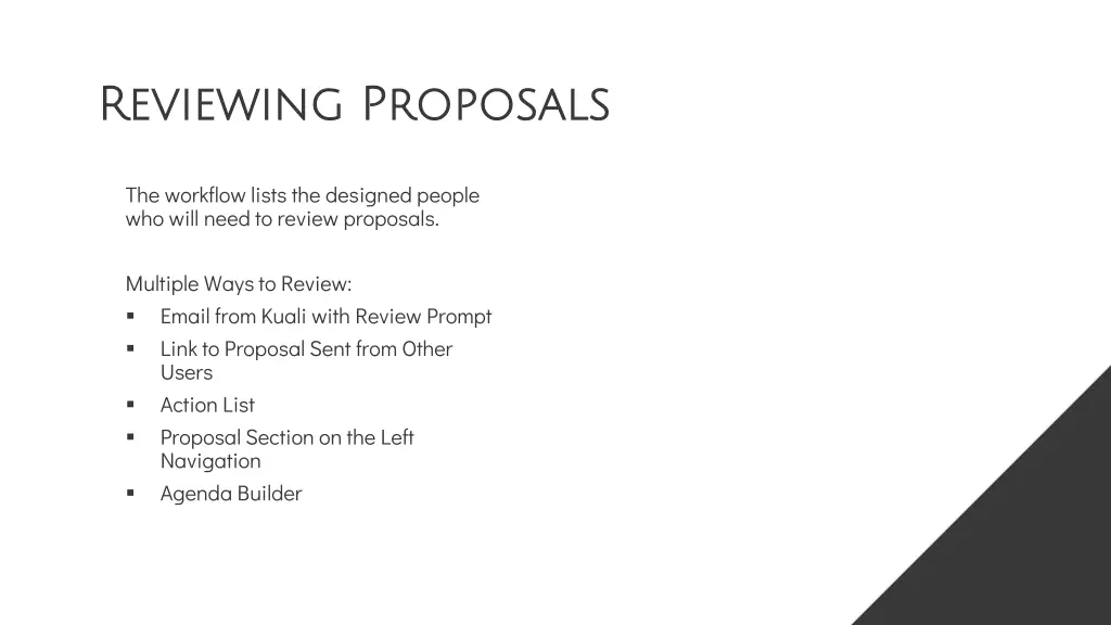 reviewing proposals reviewing proposals
