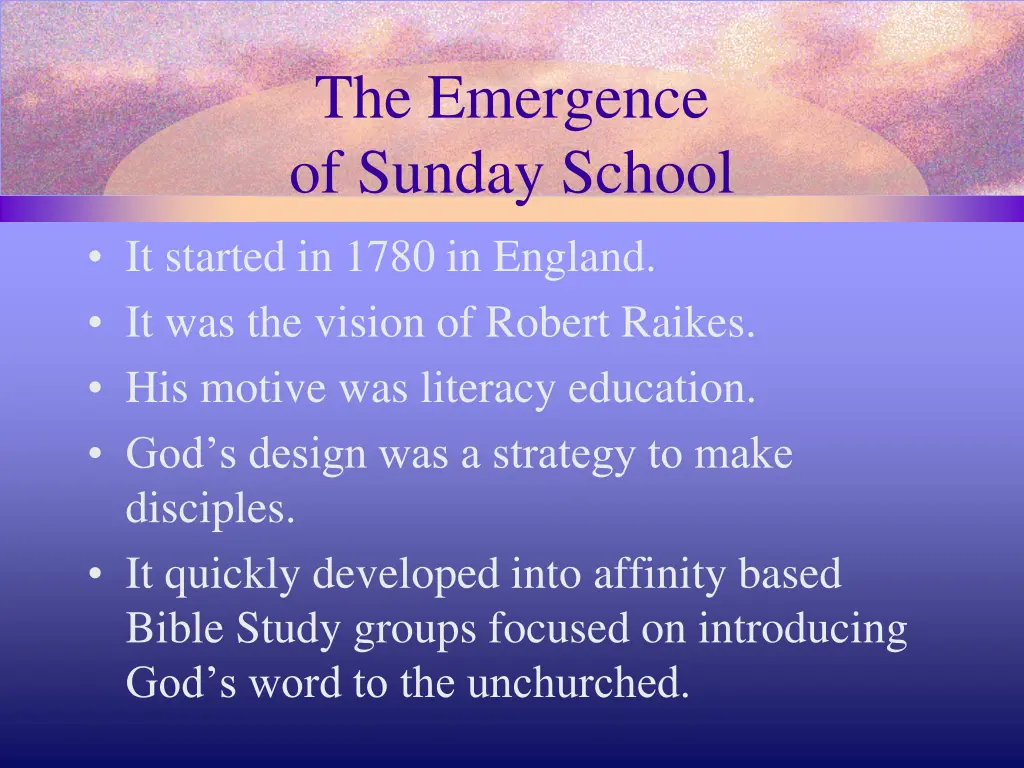 the emergence of sunday school