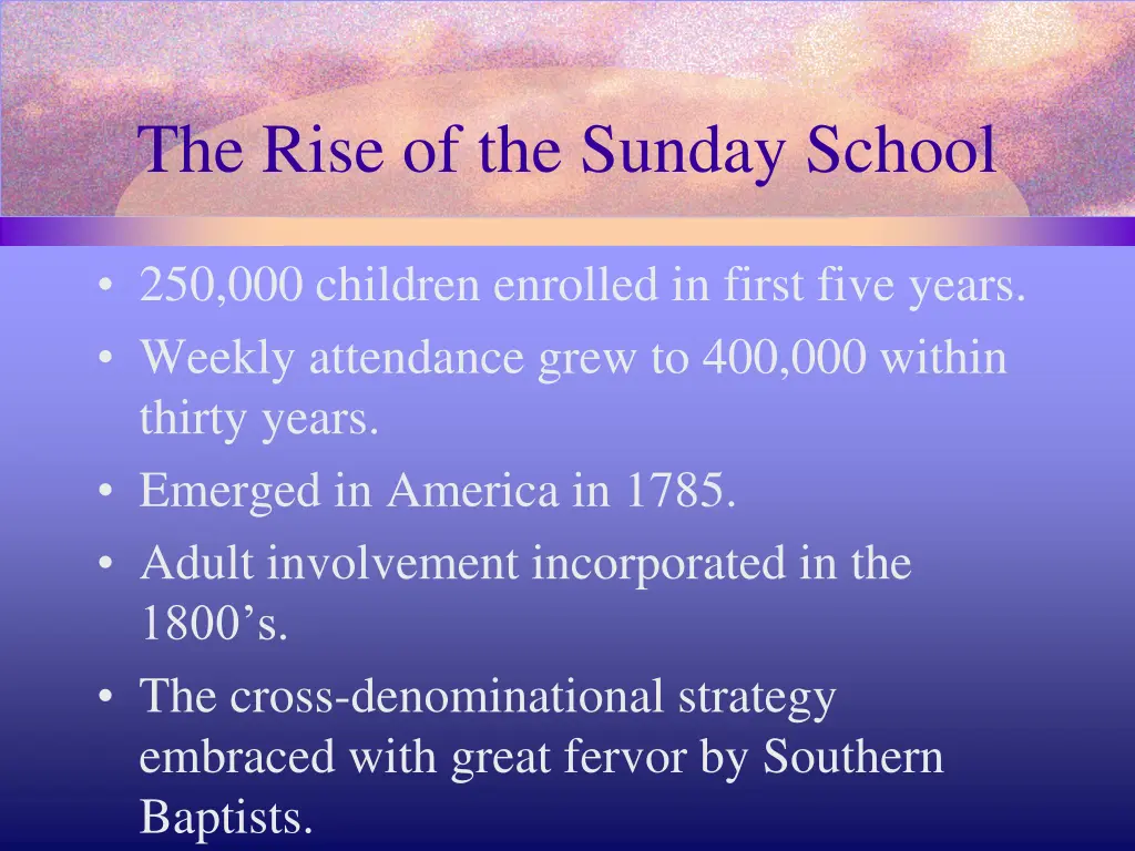 the rise of the sunday school