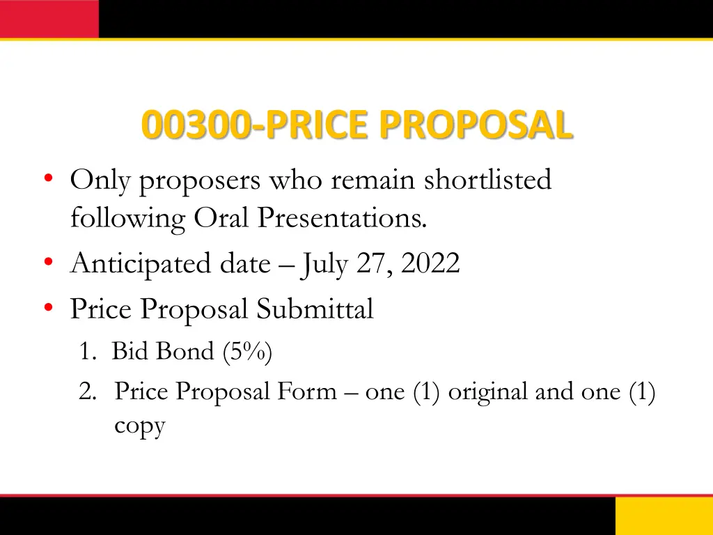 00300 price proposal only proposers who remain