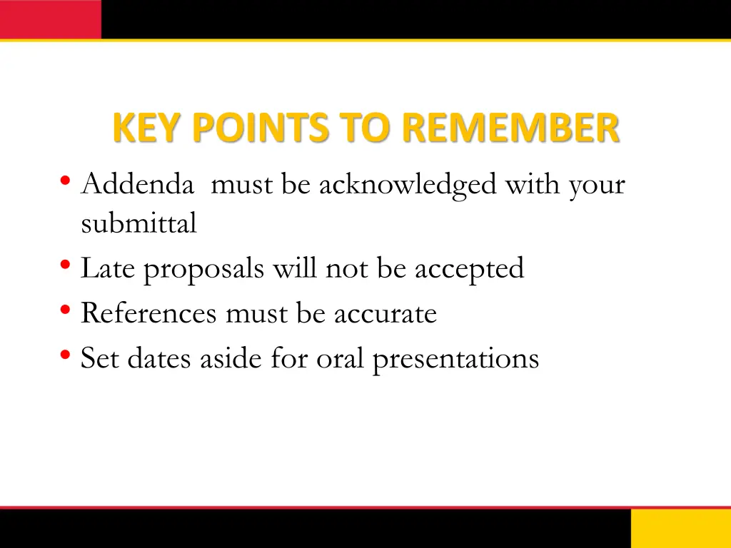 key points to remember addenda must
