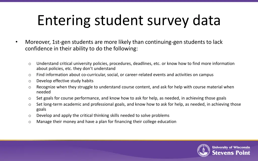 entering student survey data 2
