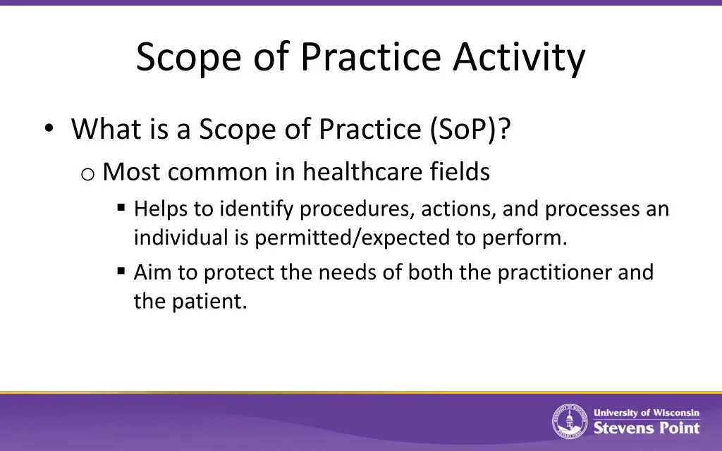 scope of practice activity
