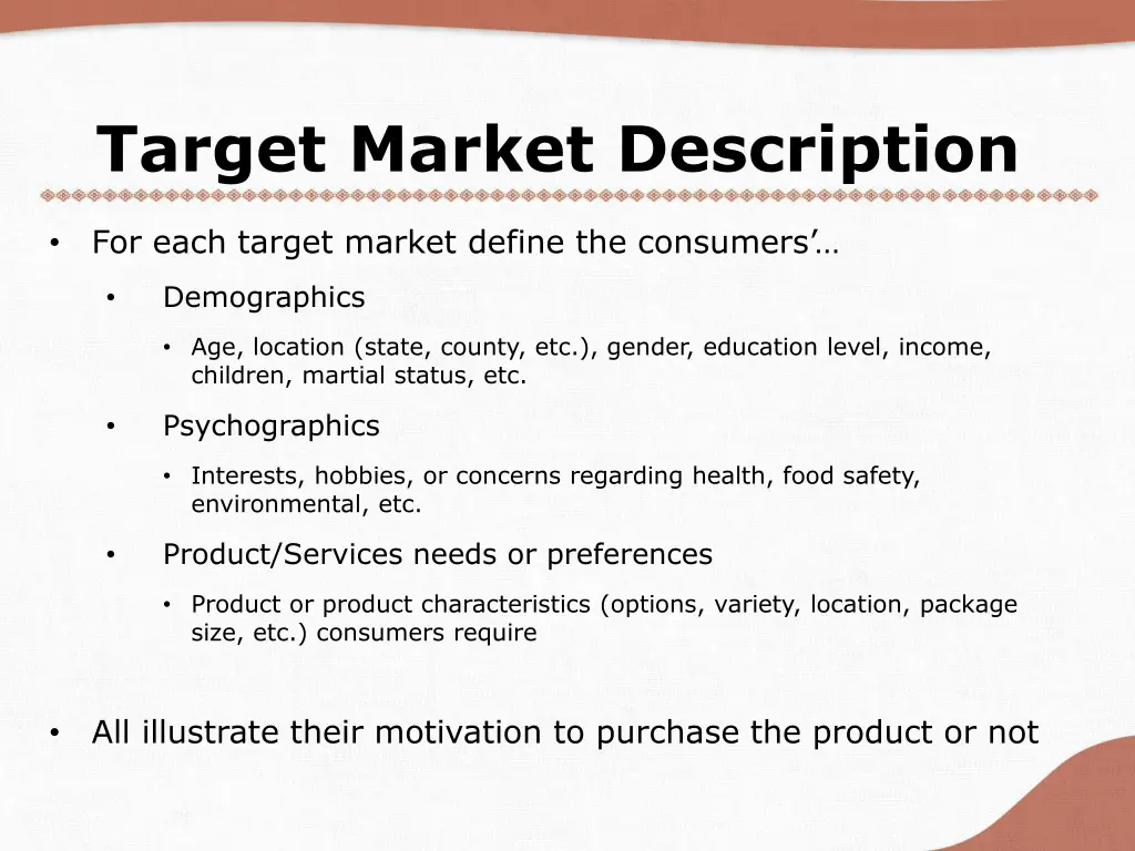 target market description