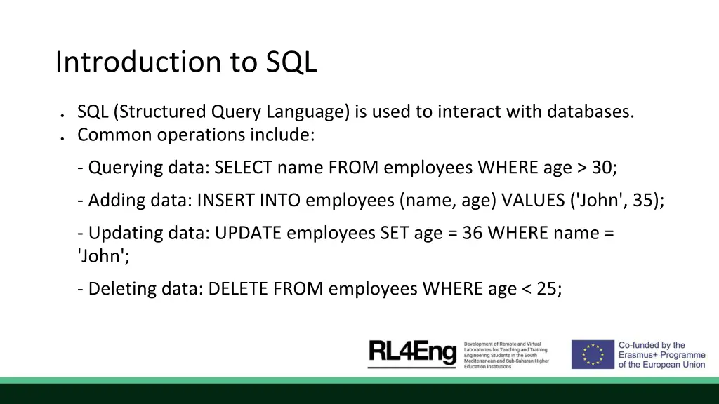 introduction to sql