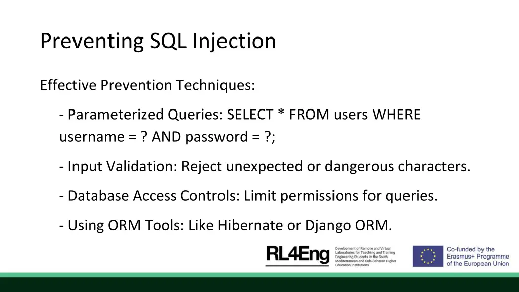 preventing sql injection