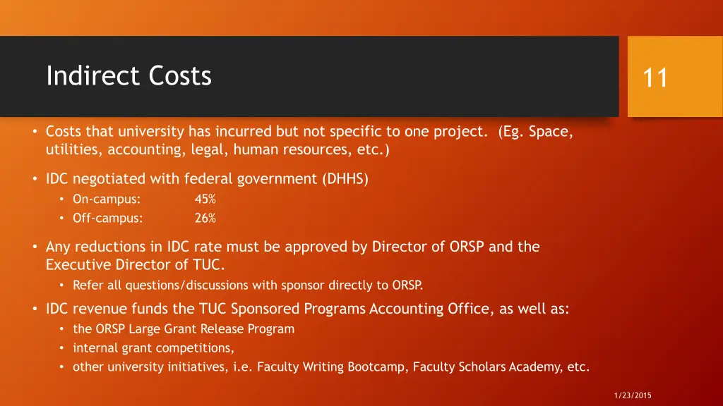 indirect costs