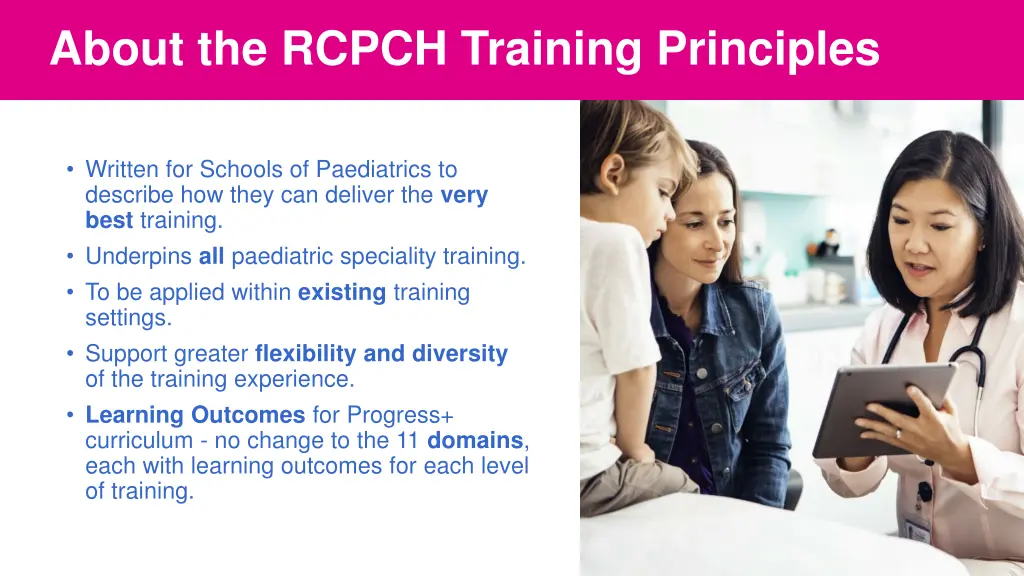 about the rcpch training principles