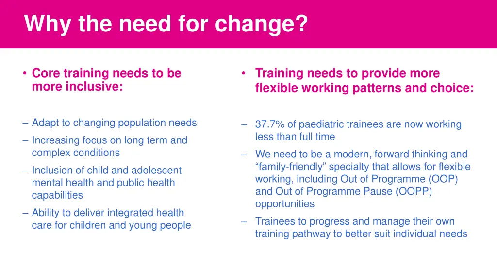 why the need for change