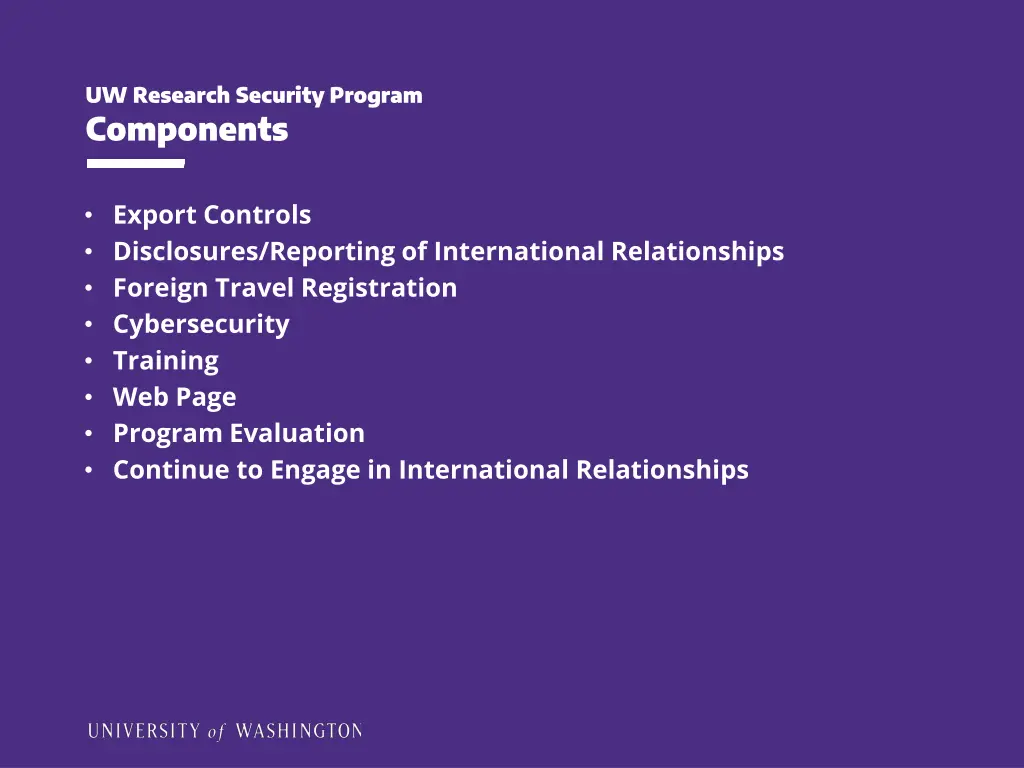 uw research security program components