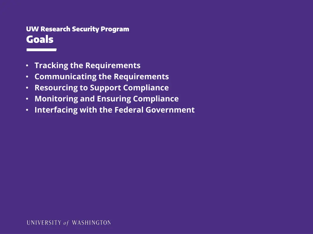 uw research security program goals