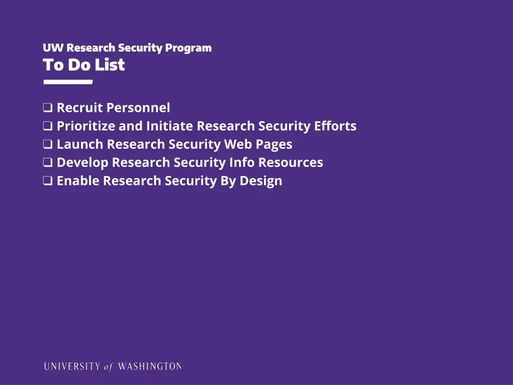 uw research security program to do list