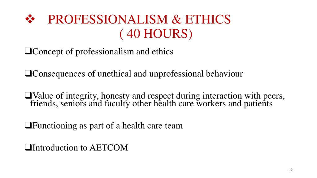 professionalism ethics 40 hours