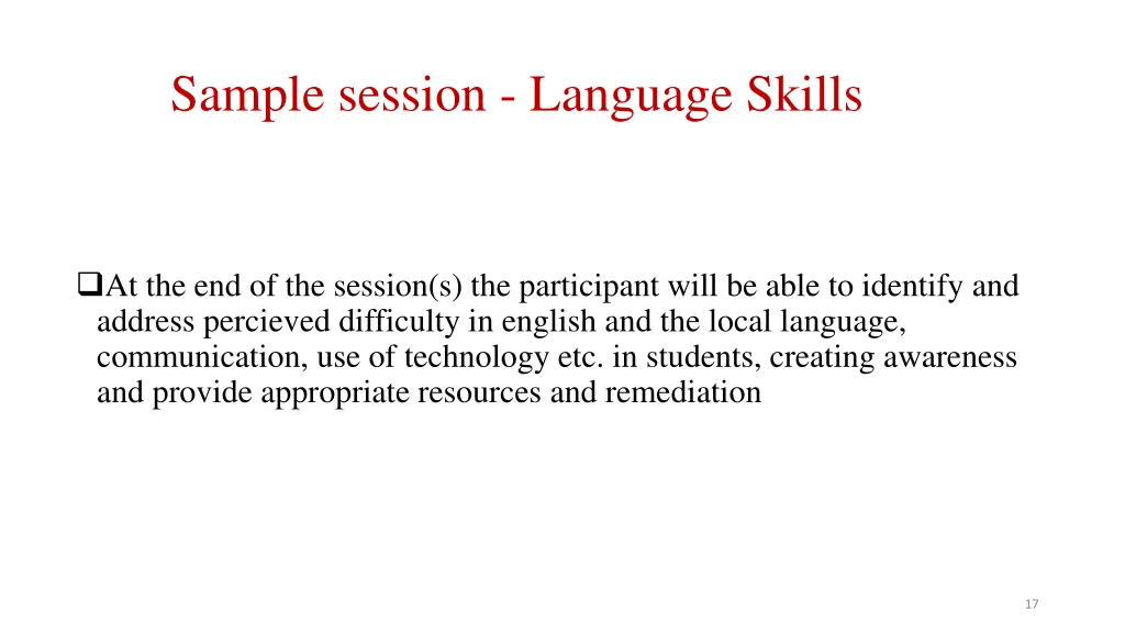 sample session language skills
