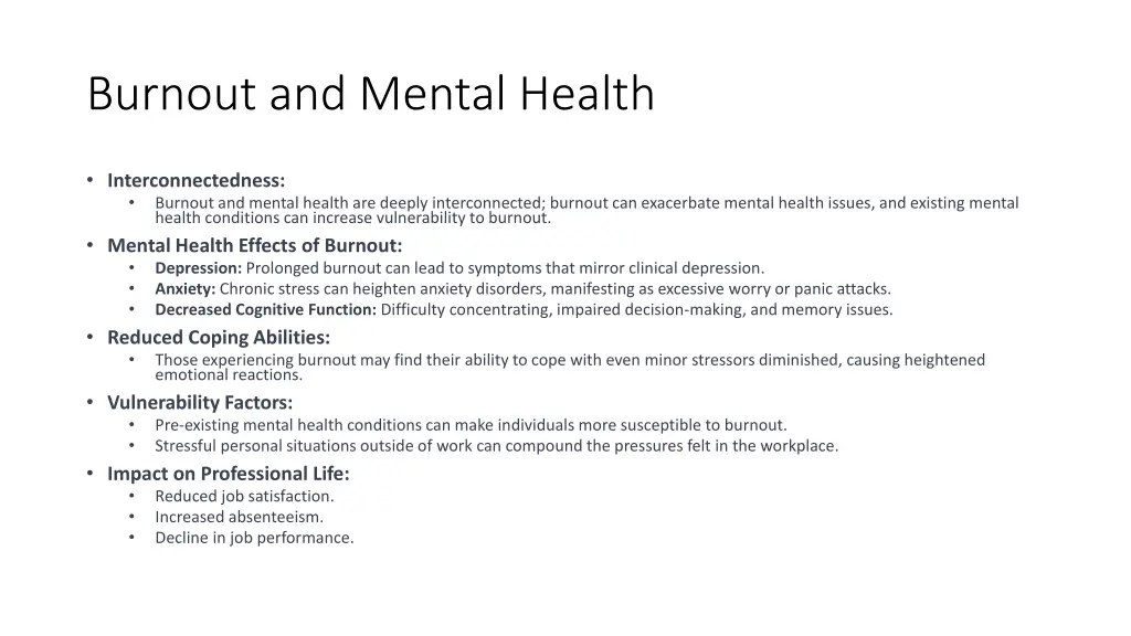 burnout and mental health