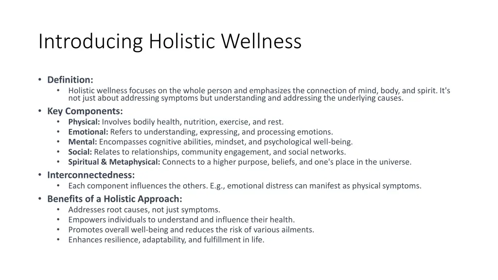 introducing holistic wellness