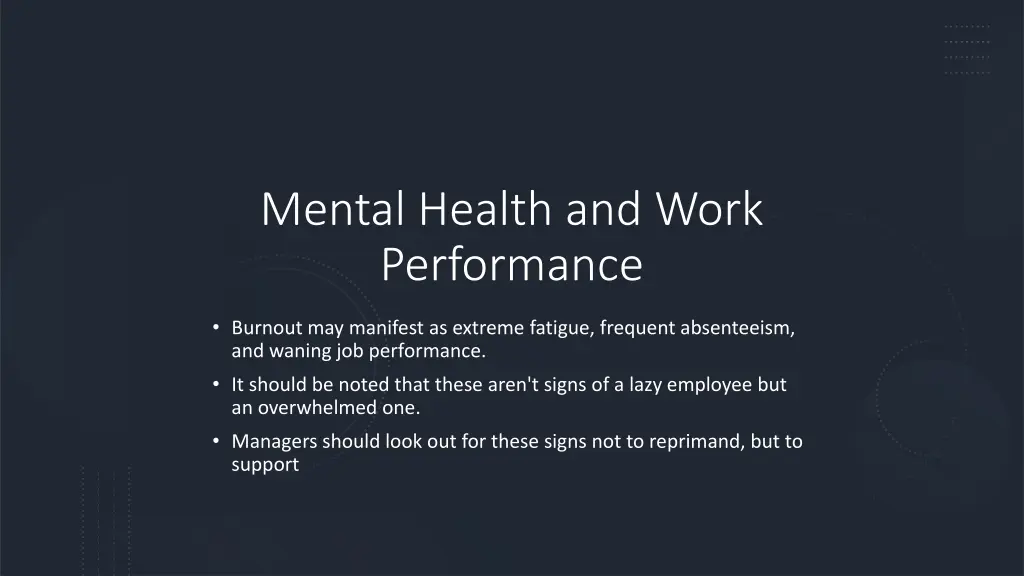 mental health and work performance