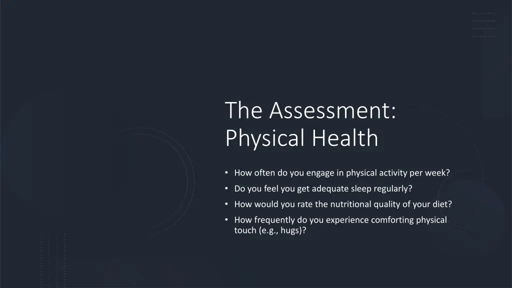 the assessment physical health
