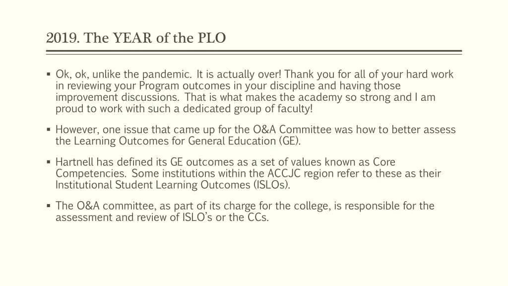 2019 the year of the plo