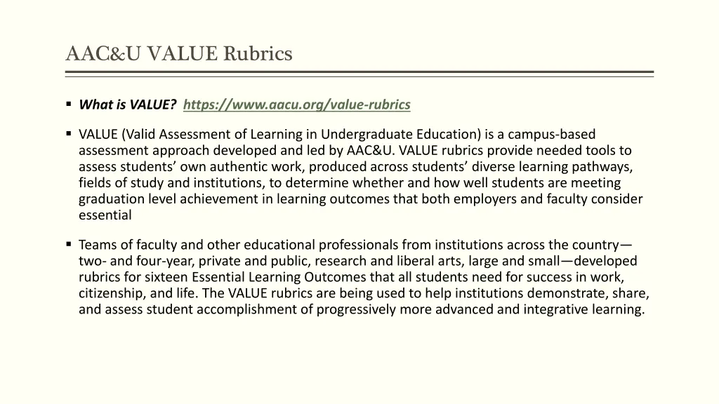 aac u value rubrics