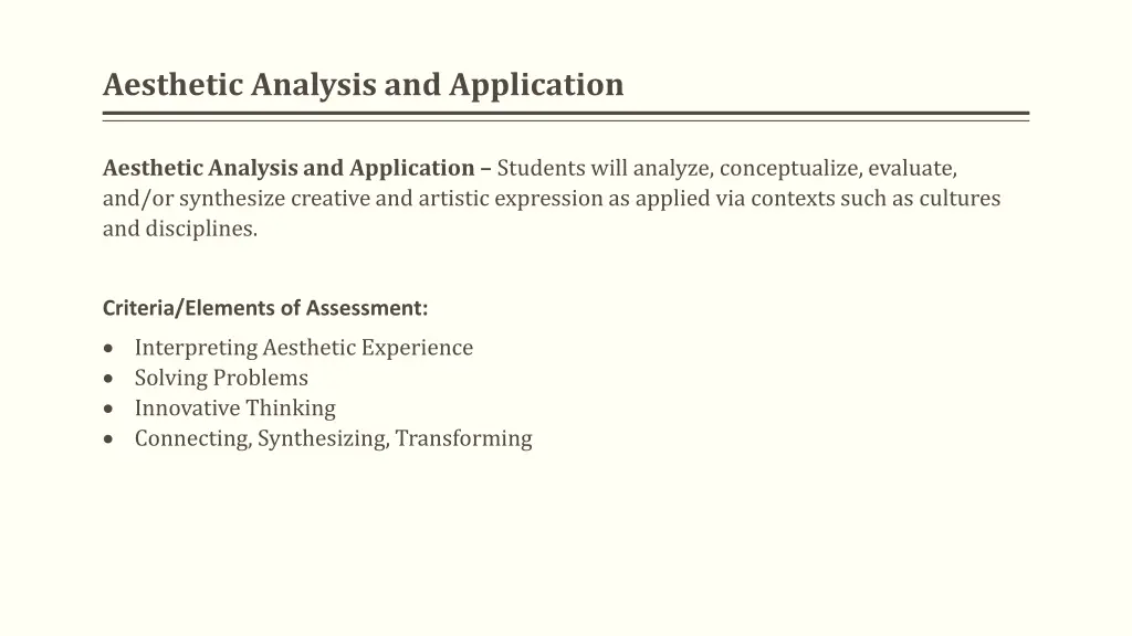 aesthetic analysis and application