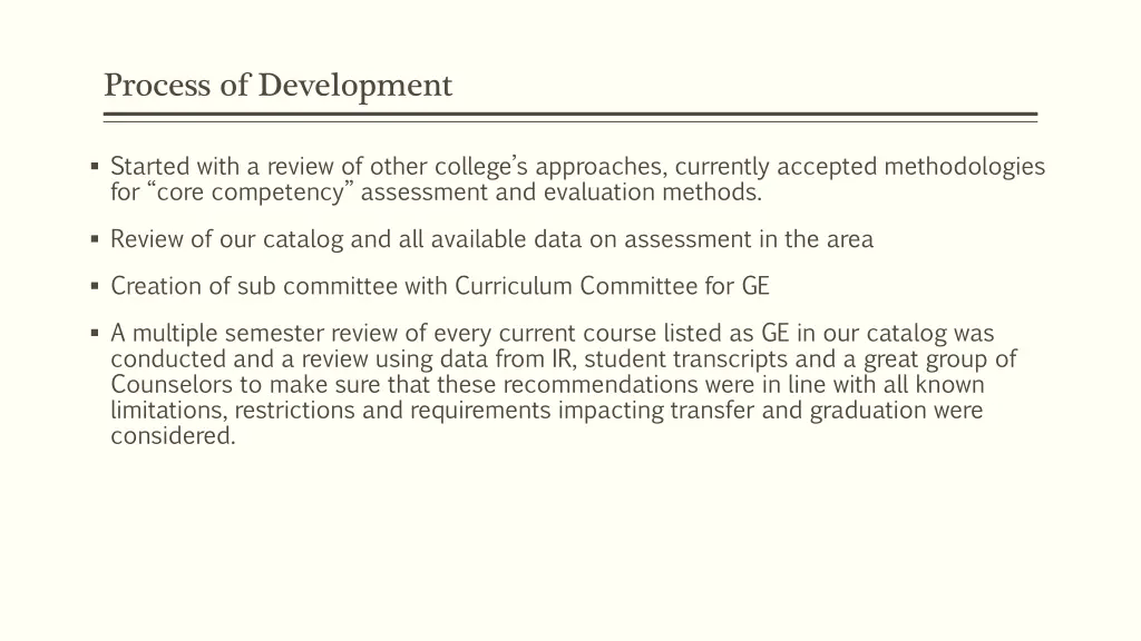 process of development