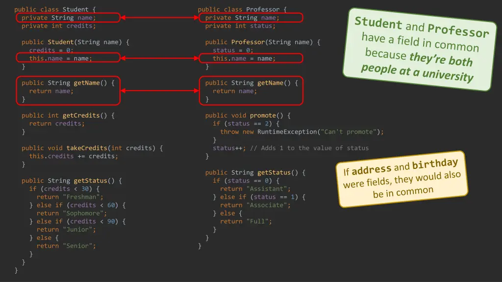 public class student private string name private