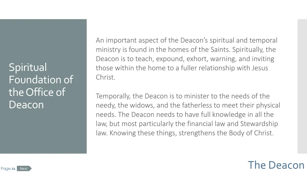 an important aspect of the deacon s spiritual