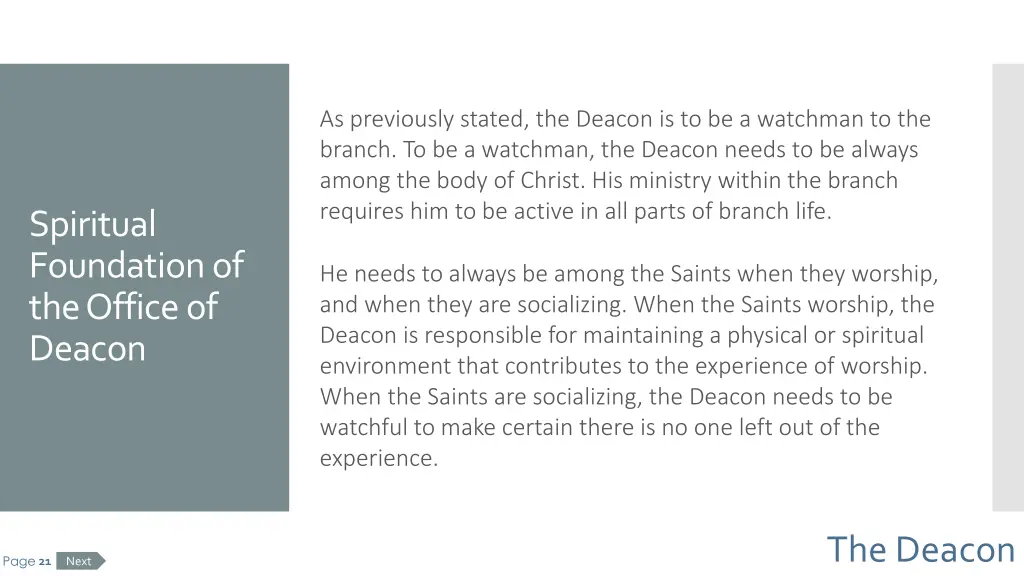 as previously stated the deacon