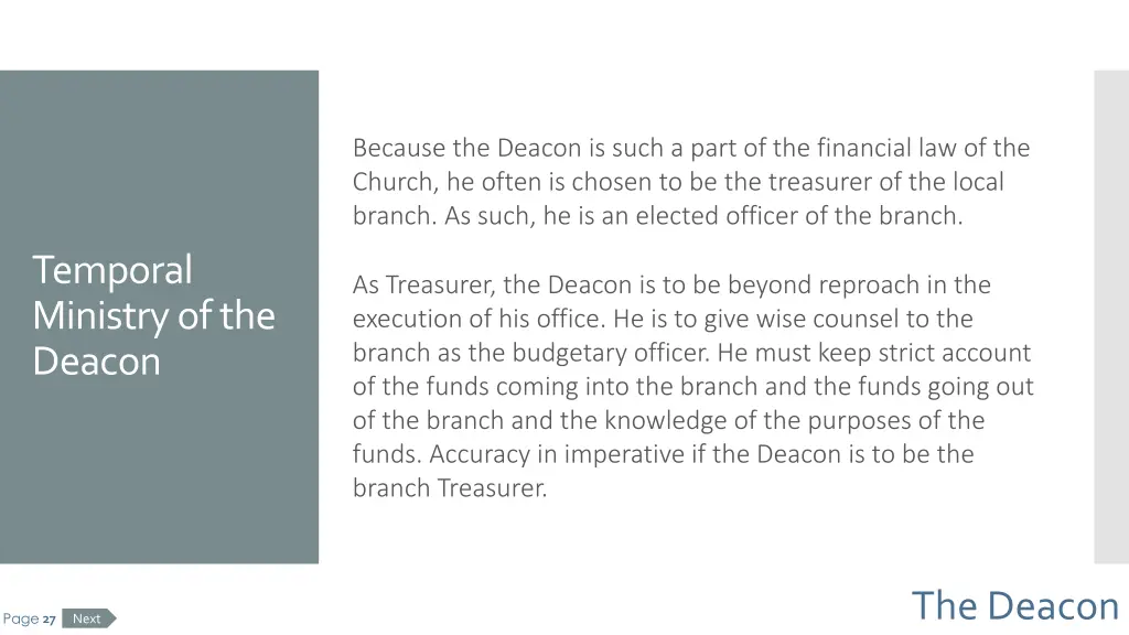 because the deacon is such a part