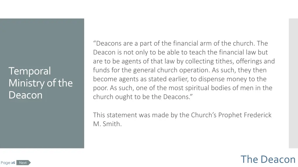 deacons are a part of the financial