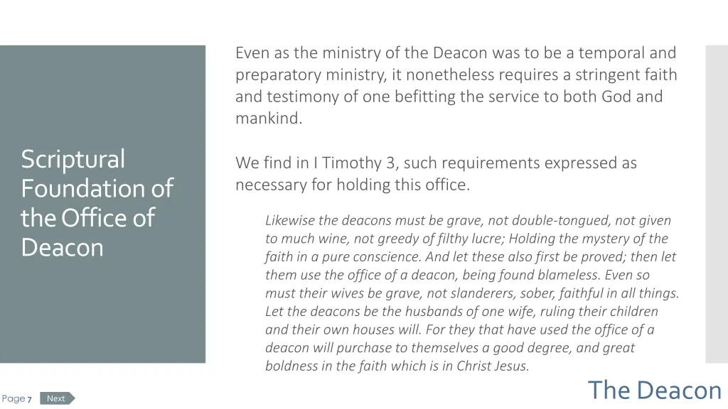 even as the ministry of the deacon
