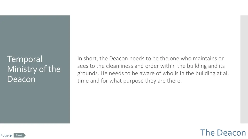 temporal ministry of the deacon