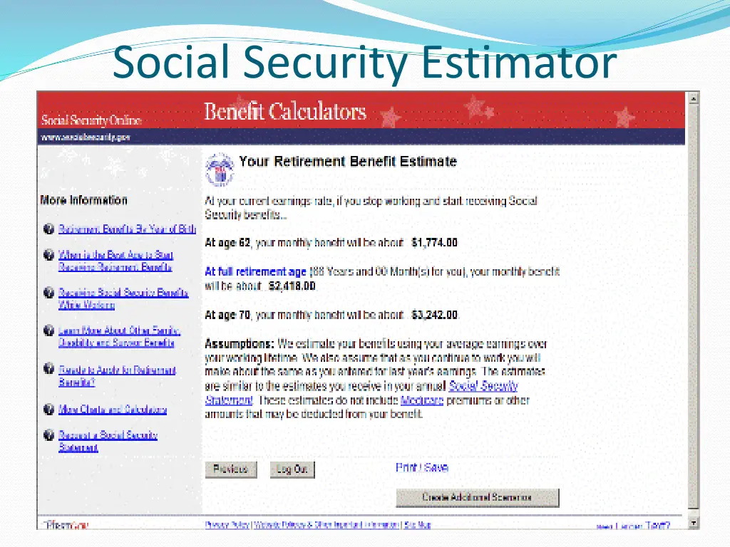 social security estimator 1
