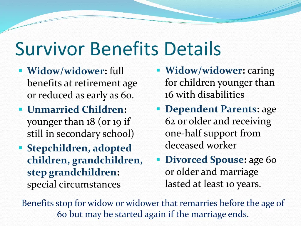 survivor benefits details widow widower full